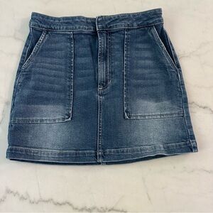Altard State Denim Mini Skirt High Waist Zip medium short stretch